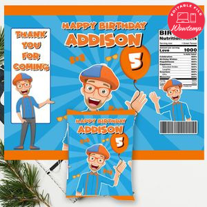 Blippi Chip Bag Digital File Printable Instant Download