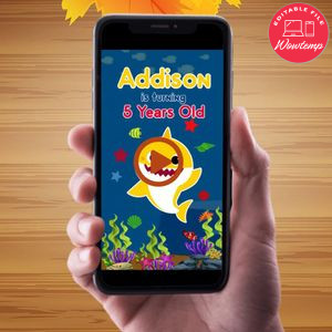 Baby Shark Video Invitation Digital Template Customizable Instant Download