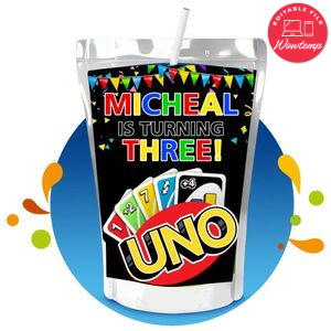 Uno Capri Sun Birthday Labels Digital File Printable Instant Download
