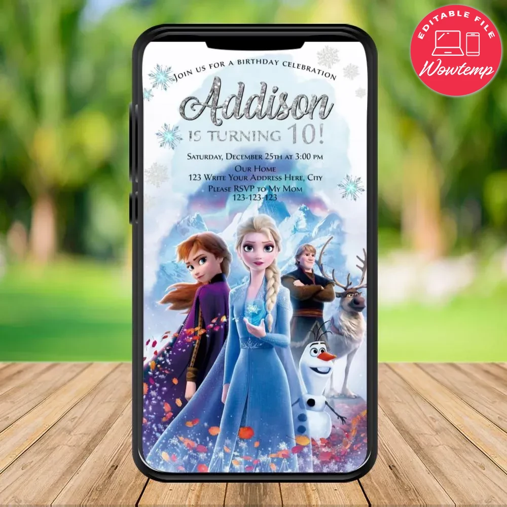 Electronic Frozen 2 Elsa Electronic Invite Invitation Instant Download ...