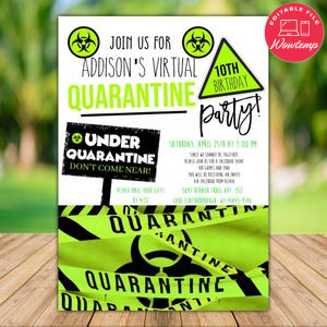 Printable Virtual Quarantine Party Invitation Instant Download