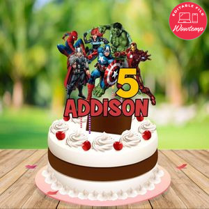 Avengers Birthday Cake Topper Template Printable Instant Download