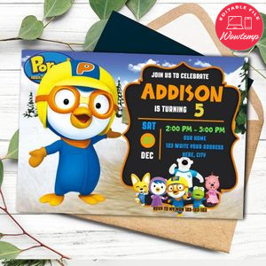 Pororo Invitation Printable Instant Download