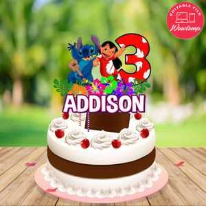 Lilo and Stitch Birthday Cake Topper Template Printable Instant Download