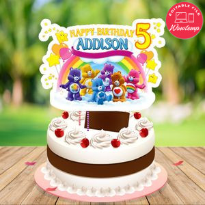 Care bear Birthday Cake Topper Template Printable Instant Download