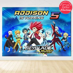 Beyblade Burst Turbo Birthday Backdrop Digital File Template Instant Download