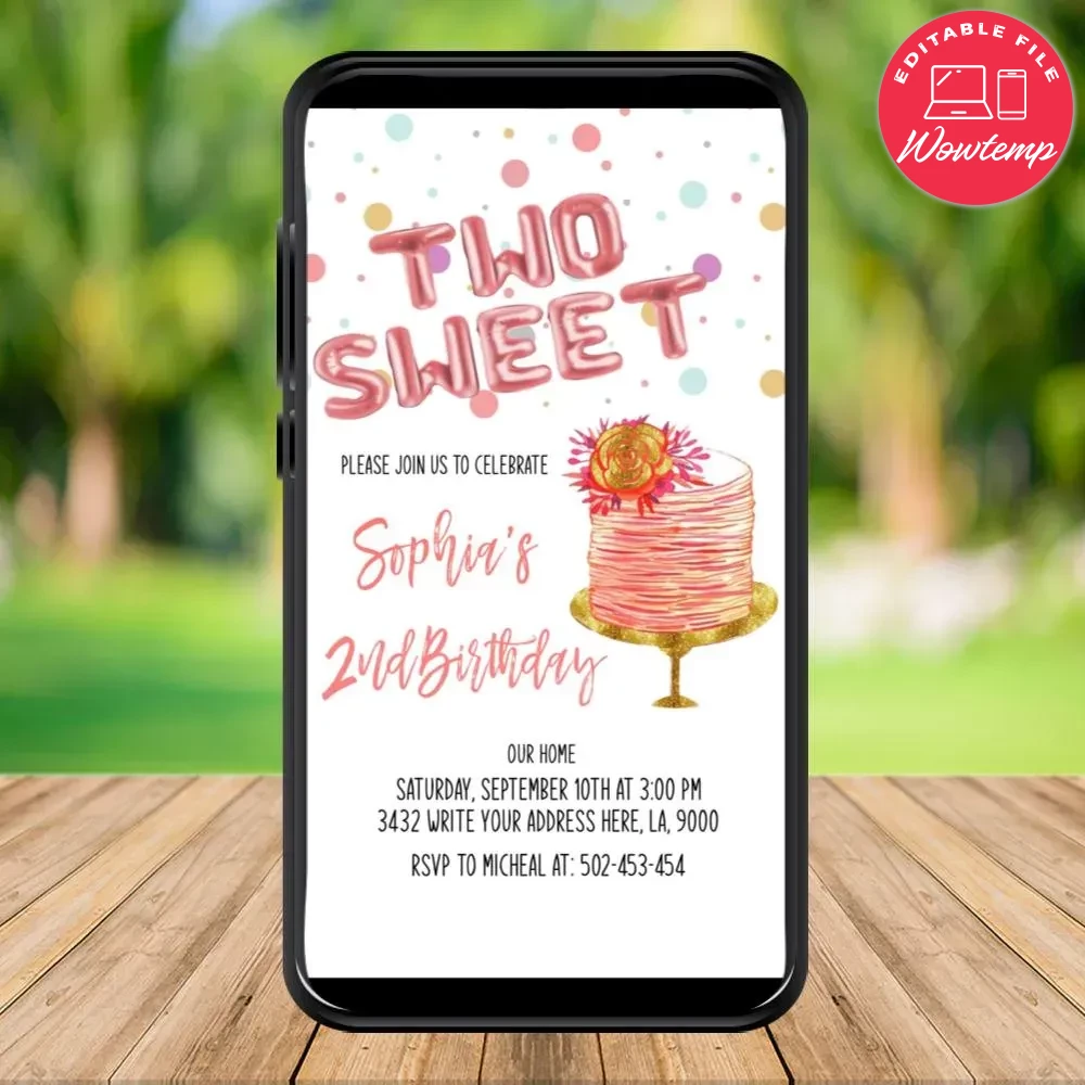 Mobile Two Sweet Electronic Invite Invitation Template Instant Download ...