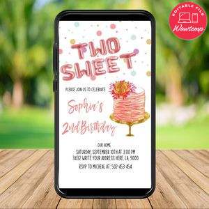 Mobile Two Sweet Electronic Invite Invitation Template Instant Download