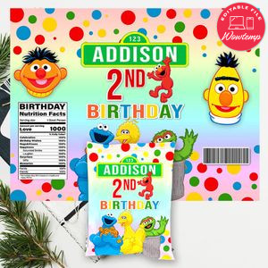 Sesame Street Chip Bag Digital File Instant Download