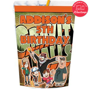 Gravity Falls Capri Sun Birthday Labels Digital File Printable Instant Download