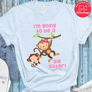 Adorable Monkeys I'm Going To be A Big Brother T-Shirt