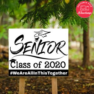 Printable Senior Class of 2020 We Are all in This Together Yard Sign Instant Download