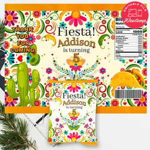 Fiesta Mexico Birthday Chip Bag Digital File Instant Download