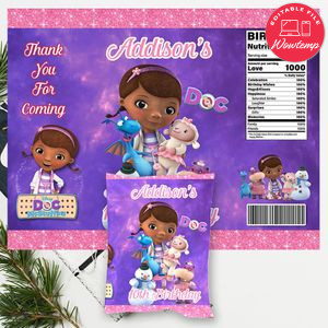 Doc mcstuffins Birthday Chip Bag Digital File Printable Instant Download