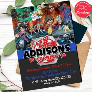 Bakugan Invitation Customizable Template Instant Download