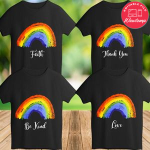 Rainbow thank you faith love be kind hope believe Shirts PNG files Printable Instant Download