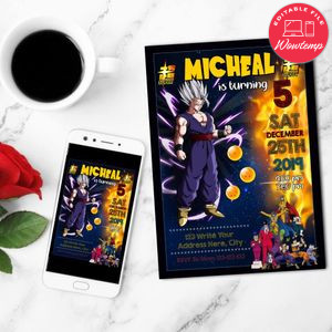 Dragon Ball Super Hero Birthday Flyer Customizable Template Instant Download