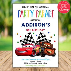 Printable Disney Drive by Birthday Flyer Instant Download