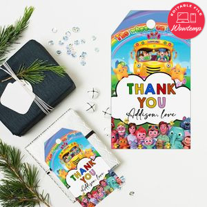 Printable Cocomelon The Wheel On The Bus Favor Tag Instant Download