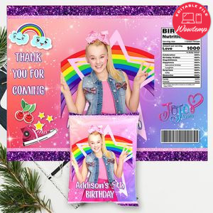 Jojo Siwa Birthday Chip Bag Digital File Instant Download