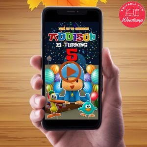 Pocoyo Video Invitation Digital Template Customizable Instant Download