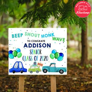 Printable Honk and Wave Senior Class of 2020 Yard Sign Instant Download