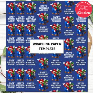 Super Mario Wrapping Paper Template to Print at Home Instant Download