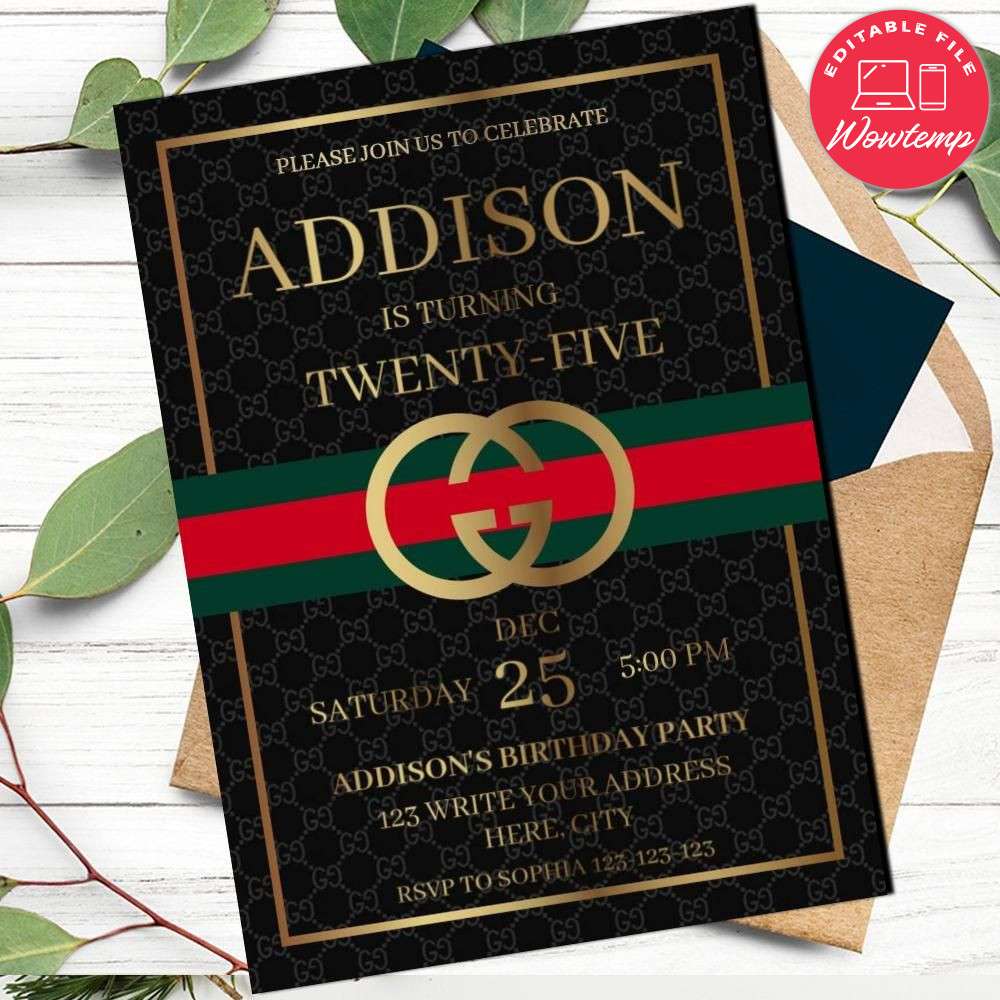 Gucci Invitation for girl Template Instant Download | Wowtemp