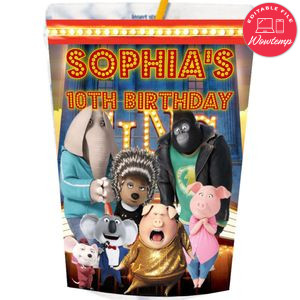 Sing Movie Capri Sun Labels Digital File Printable Instant Download