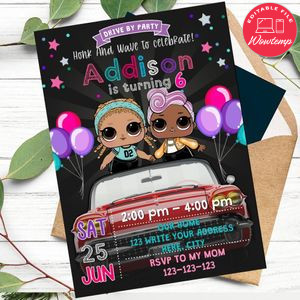 Lol Surprise Dolls Car Parade Birthday Flyer Printable Instant Download