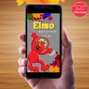 Elmo Sesame street Customizable Mp4 Video Invitation File Template Instant Download