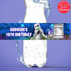 DJ marshmallow Bottle Label Template to Print at Home Instant Download