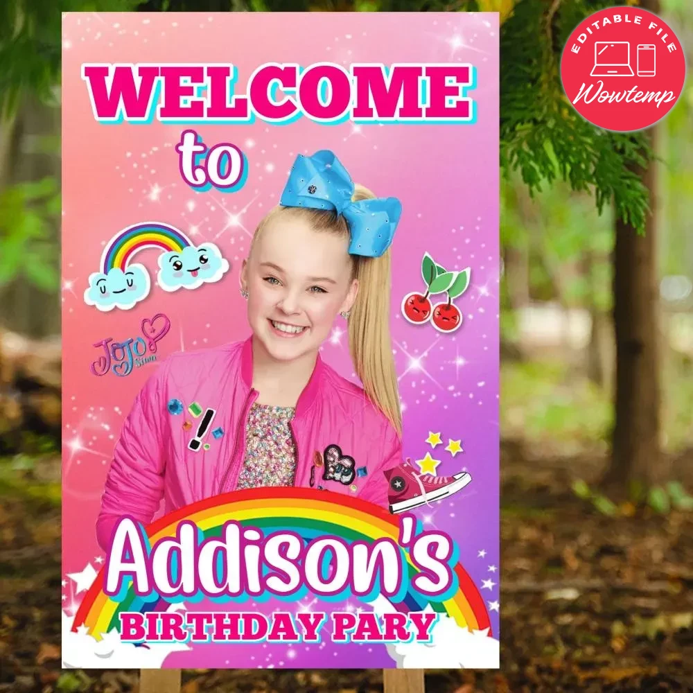 Jojo Siwa Birthday Welcome Sign Digital File Printable | Wowtemp