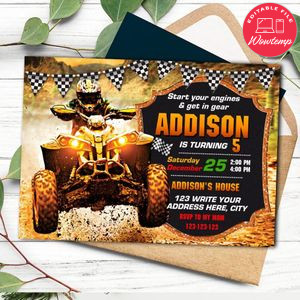 Four Wheeler Birthday Invitation Customizable Template Instant Download