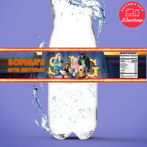 Sing Movie Water Bottle Label Template to Print at Home Instant Download