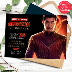 Shang-chi Invitation Customizable Template Instant Download