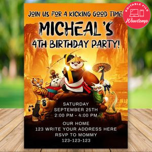Editable Kung Fu Panda Birthday Party Invitation Digital File