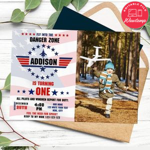 Top Gun Invitation Template with Photo Customizable Instant Download