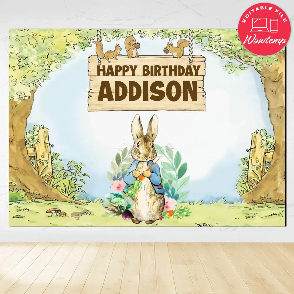 Printable Peter rabbit Backdrop Digital File DIY | Wowtemp
