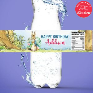 Peter Rabbit Water Bottle Label Template to Print at Home Instant Download