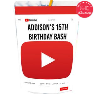 Youtube Capri Sun Labels Digital File Printable Instant Download