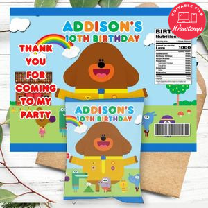 Hey duggee Birthday Chip Bag Digital File Printable Instant Download