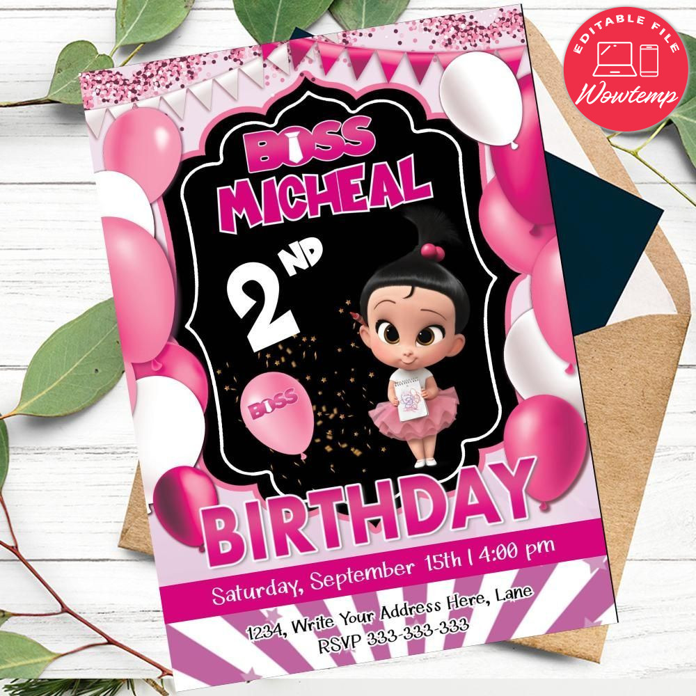 Printable Boss Baby Staci Birthday Flyer Instant Download