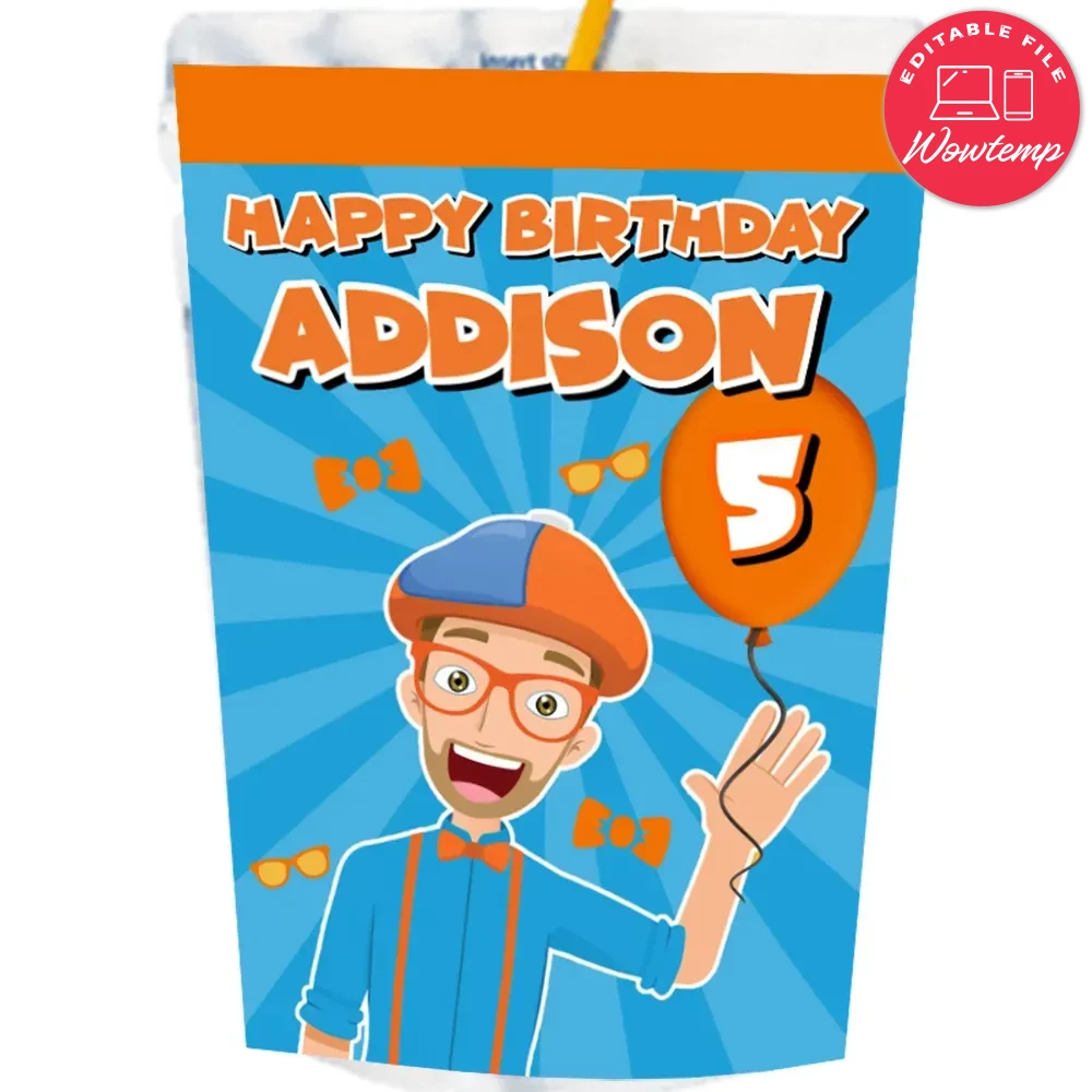 Blippi Capri Sun Labels Digital File Printable | Wowtemp