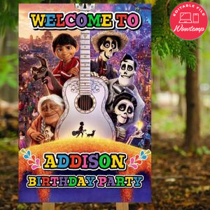 Disney Coco Birthday Welcome Sign Digital File Printable Instant Download