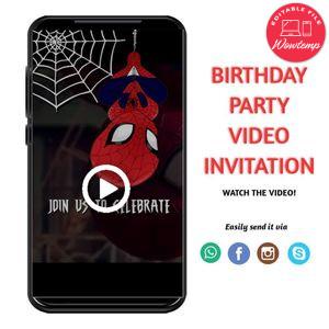 Spiderman Customizable Mp4 Video Invitation File Template Instant Download