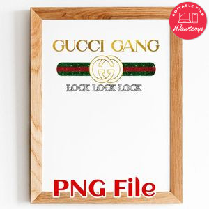 Gucci GANG Logo Vintage Inspired PNG file template