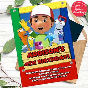 Printable Handy Manny Birthday Invitation Instant Download