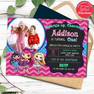 Little Charmers Birthday Invitation With Photo Printable Instant Download