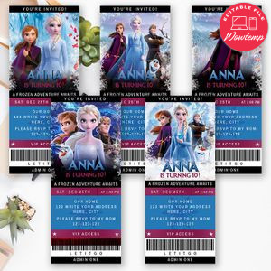 Printable Elsa Frozen 2 Birthday Ticket Invitation Instant Download
